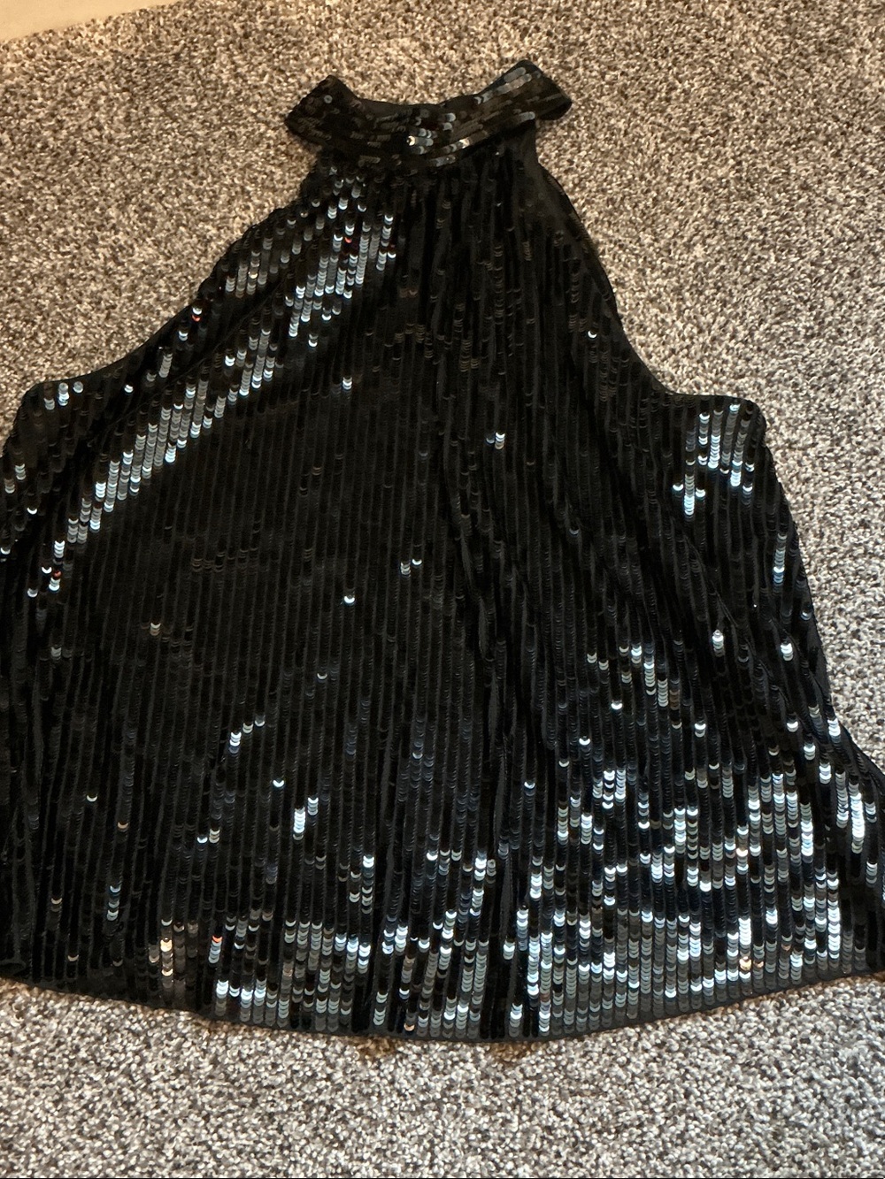 Express Black Sequin Halter Tank Top